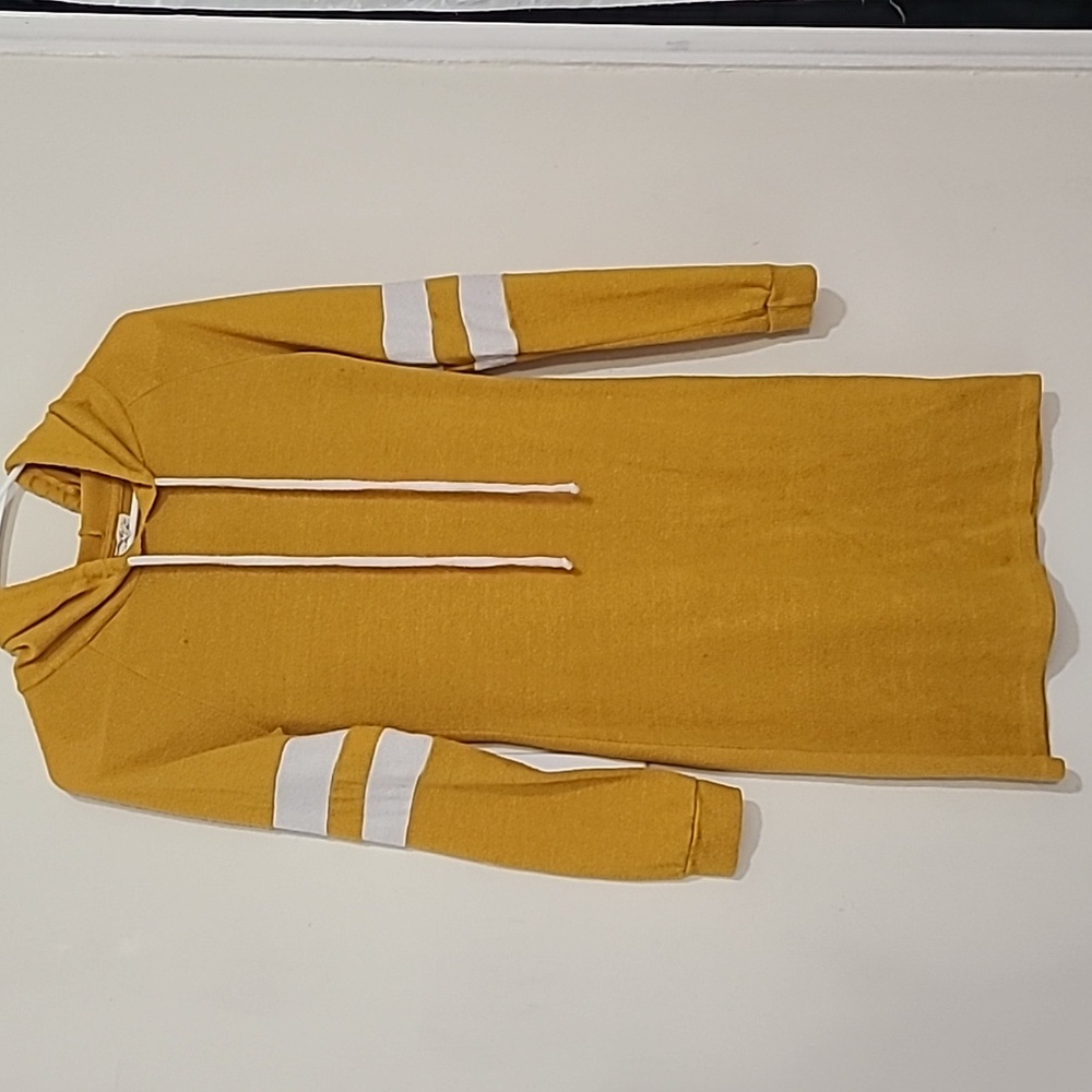 Mustard Long Sleeve Hoodie Dress - Picture 2 of 5